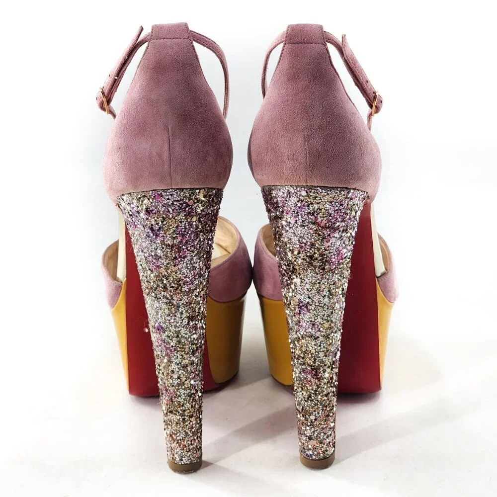 CHRISTIAN LOUBOUTIN Nenecheritza Glitter T-Strap Platform Sandals